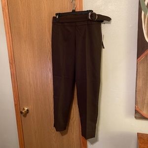 Zac & Rachel NWT Size 8 Solid Brown Slim Ankle Belted Mid-Rise Dress Pants